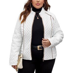 Women's Windbreaker Lightweight Casual Deep White Floral Print Hood Jacket Coat